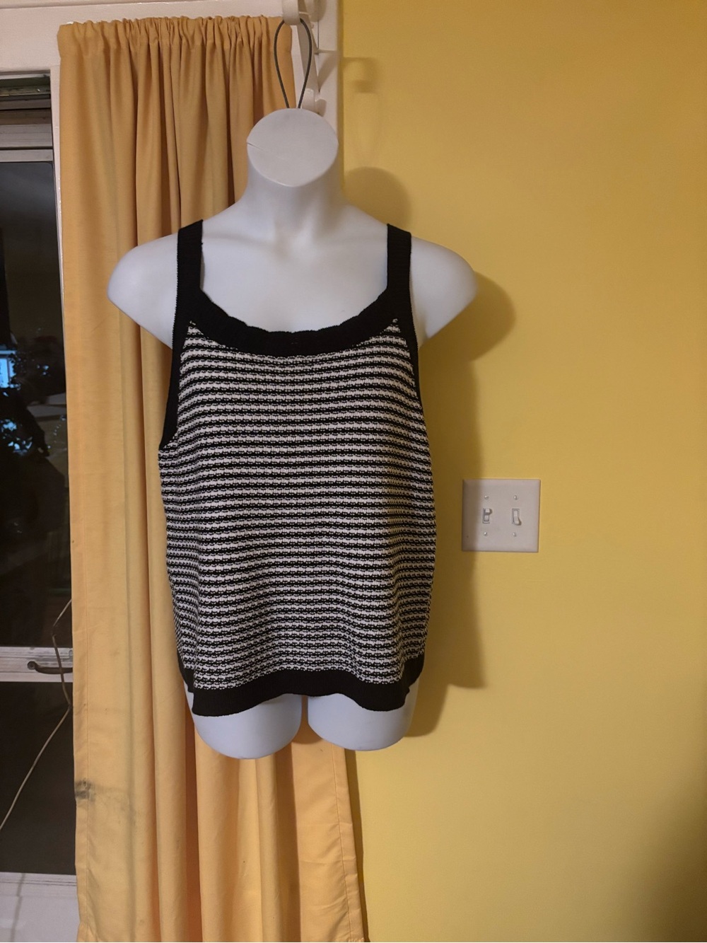 Ava & Viv Black and White Striped Knit Tank